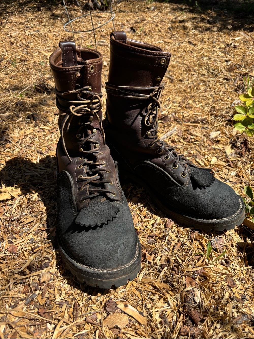 Men's Wesco Highliner Brown and Black Leather Lace-Up Work Boots